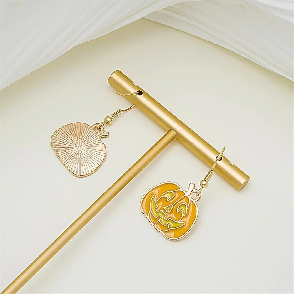 Women's Yellow Pumpkin Halloween Dangle Earrings Stainless Steel Witch Hat Ghost